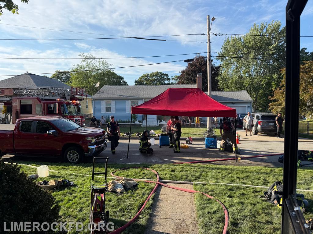 Rehab set up due to 3rd alarm fire with temperature reading outside of 100 F